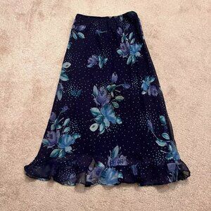 Jessica Howard. Sz 12. Lined Chiffon Embellished Flippy Skirt. Flounce. B105